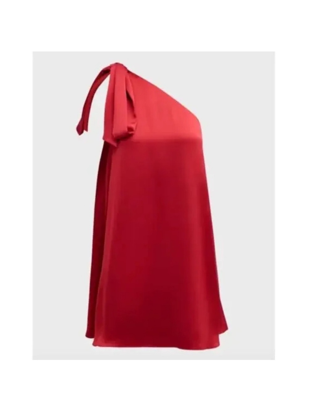 Ramy Brook One-Shoulder Red Satin Tie-Shoulder Dress